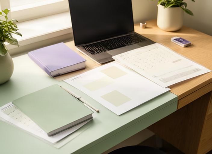 SEO-Lernplan mit Kalender, Notizbuch und Laptop auf einem Schreibtisch